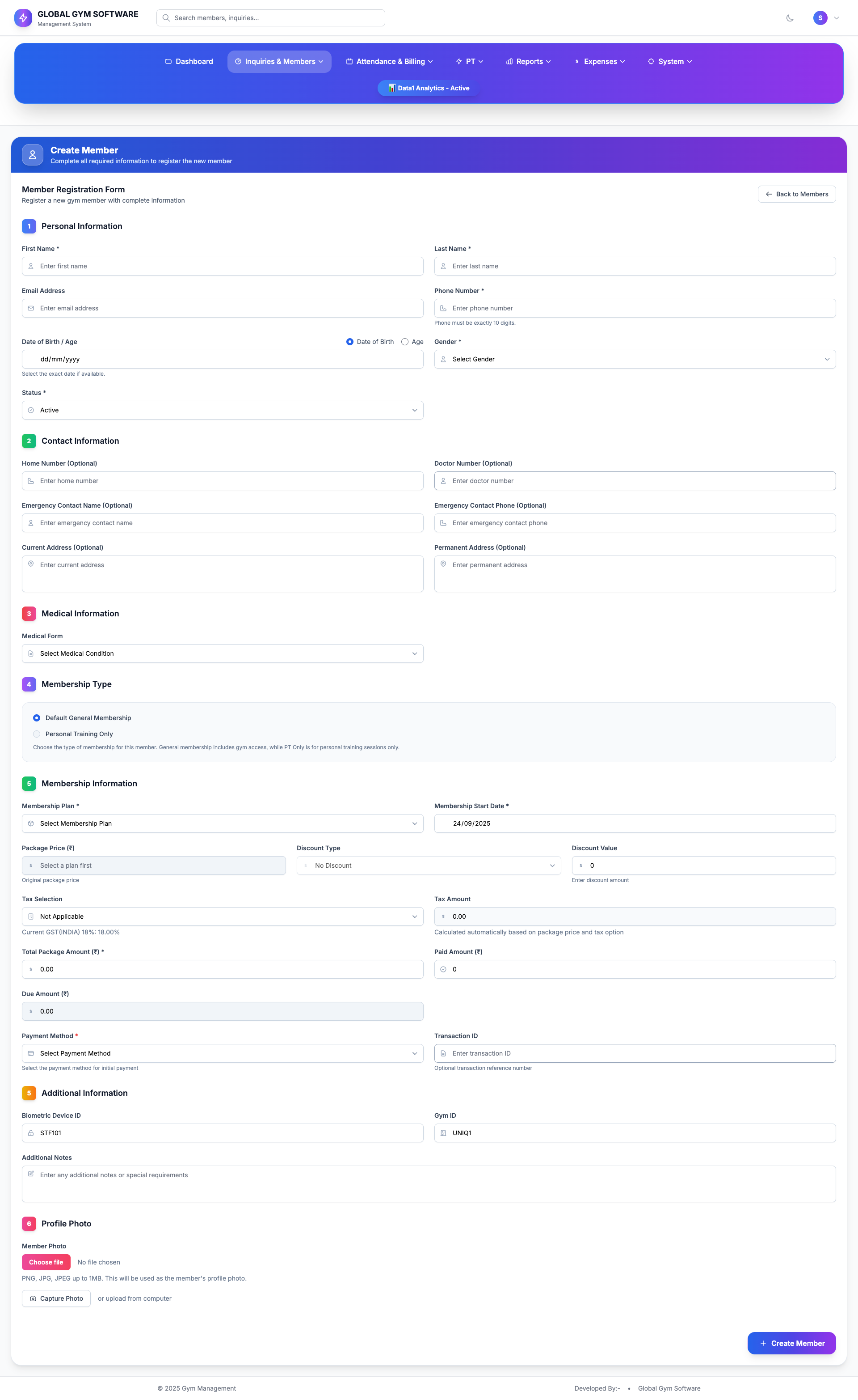 Create Membership Form
